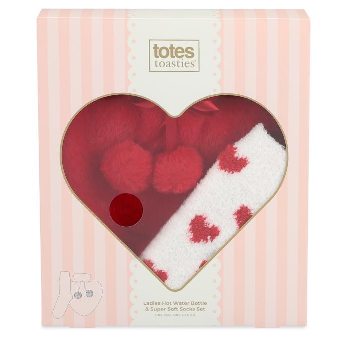 totes Heart Hot Water Bottle & Cosy Sock Gift Set Red Extra Image 6